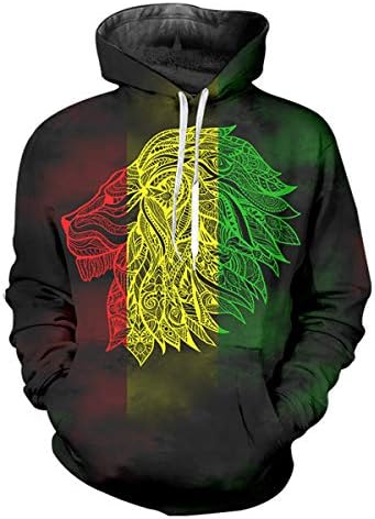 pinata Rasta Lion Printed Pullover Hoodie Men 3D Cool Hooded Sweatshirt Casual Pockets