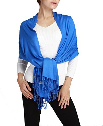 Butterfly Rose Silky Soft Solid Premium Pashmina Shawl Wrap Scarf Stole 78"x 29" (Royal Blue)