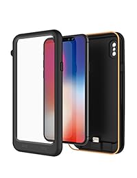 PunkJuice   Carcasa para iPhone X (resistente al agua, con certificado IP68, incluye protector de pantalla integrado, carga rápida y batería protectora de 3600 mAh, para Apple iPhone 10), Negro