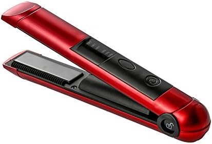 AUUS Cordless wireless Professional hair Straightener Flat Iron Ceramic Tourmaline Plate LED Display Anti-Static (Red)