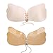 ZOINDSC Push up Plunge Invisible Strapless Bras Sexy Backless Self Adhesive Reusable Silicone Bras for Women