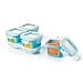 OXO Tot Glass Baby Blocks Food Storage Containers with Silicone Sleeves, Aqua, 4 oz