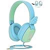 Kids-Headphones-Riwbox-CS6-Lightweight-Foldable-Stereo-Headphones-Over-Ear-Corded-Headset-Sharing-Function-with-Mic-and-Volume-Control-Compatible-with-iPadiPhonePCKindleTablet-BlueGreen Kids Headphones, Riwbox CS6 Lightweight Foldable Stereo Headphones Over Ear Corded Headset Sharing Function with Mic and…
