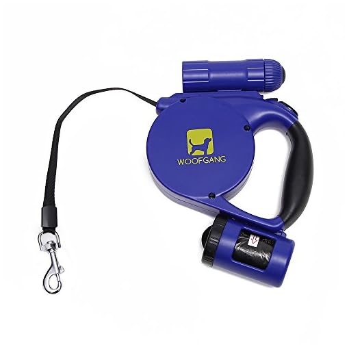 Woofgang Retractable Dog Leash With Bright LED Light & Poop Bag