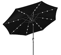 Amazon Com Best Choice Products 10ft Solar Powered Aluminum Polyester Led Lighted Patio Umbrella W Tilt Adjustment And Fade Resistant Fabric Black Garden Outdoor