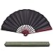 Metable Large Black Folding Fan Chinese Style Men Folded Fans Spun Silk Bamboo Hand Hold Props for Dancing Cosplay Home Office Wall DIY Decoration 13