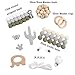 HAO JIE Baby Silicone Beads Wooden Teething Toys Toddler Teether Food Grade Elephant Pendant Wooden Rings DIY Necklace Teething Kit Boy Gifts