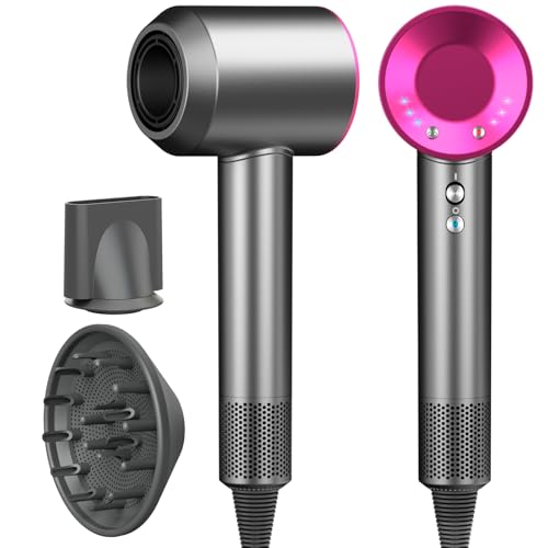 AIUNAOM Professional Hair Dryer 160,000 RPM, 500M Negative Ions, Magnetic Accessories, 3 Speed Settings and 4 Temperature Settings, for Animals, Salon and Home, Pink