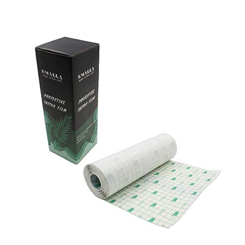 Tattoo Bandage Roll - Yakecan 7.8" x 10 Yard Tattoo Film Waterproof Breathable Transparent Tattoo Healing Bandages Free Cutting and Safety Antibacterial Bandage Tattoo Supplies