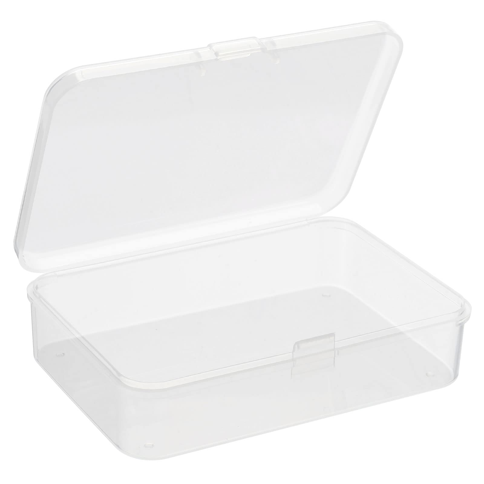 PATIKIL Clear Storage Container with Hinged Lid 95x65x25mm, 8 Pack Plastic Rectangular Box for Beads Art Craft