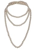 Vijiv 66 inch 8mm Bead Glass Pearl 1920s Flapper Necklace Great Gatsby Party Accessories Champagne Gold Length - 66 inch Size - 8mm