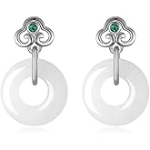 14K Gold Jade Earrings, Emerald Gemstone Cloud Earrings, Mother's Day, Birthday Gift for Mother, Wife, Girlfriend