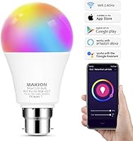 Makion WiFi Smart Light Bulb B22 Bayonet 60W Equivalent,Dimmable RGBCW Multicolor Light Bulb Work with Alexa, Google Home...