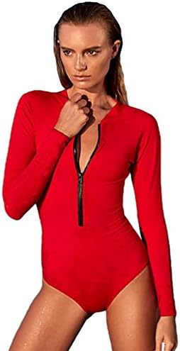LvRaoo Women's One Piece Swimsuit Long Sleeve Backless Monokini Solid Swimwear Swimming Suits