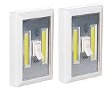 Promier P-SWITCH-(2 PACK ) Lot of 2 Light-Switch Battery Operated Cordless Light Using Super Bright Cob LED Technology for Baby Nursery/Hallways/Bedrooms/Closets, RV's, No Wiring, Batteries Included