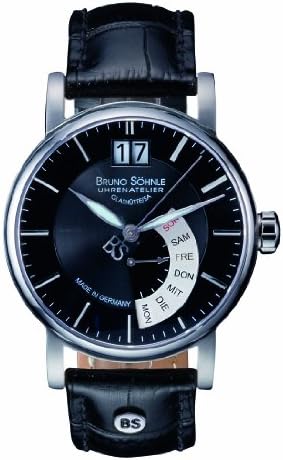 Bruno Söhnle Men's Quartz Watch with Black Dial Analogue Display Quartz Leather 17 – 13073 Pump