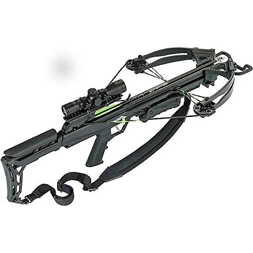 Carbon Express Blade X-Force Blade Crossbow Ready-to-Hunt Kit (Rope Cocker, 3 Bolt Quiver, 3 Crossbolts, Rail Lubricant, 3 Practice Points, 4x32x 40mm), Black, One Size