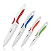 Jeslon 4 Piece Multi Color Ceramic Knives Set, 3-6 Inch Paring to Chef Knife, Healthy & Safe, Ergonomic Design, Easy to Clean, Not Rust, Ideal Gift