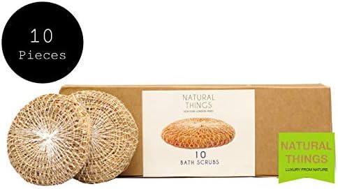 NaturalThings. All Natural Organic AntiBacterial Exfoliating Loofah Bath Shower Scrub. Zero Chemicals, Premium Quality. 10 pack