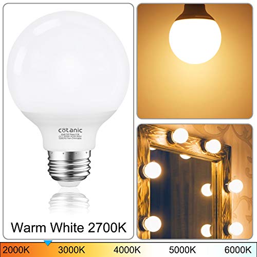 G25 Led Vanity Light Bulb 2700k Warm White Cotanic Globe Light Bulbs For Bathroom Vanity Mirror 500lm E26 Screw Base 5w 60w Incandescent Equivalent Non Dimmable Pack Of 4 Pricepulse