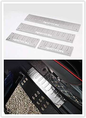 Landparts 4PCS Blue LED Light Scuff Plate Front Rear Silver Door Sill Entry Guard Stainless Steel for Ford F150 2016-2019