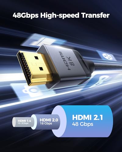Silkland 10K 8K HDMI 2.1 Cable Certified, [4K@240Hz 144Hz 120Hz, 8K@60Hz] Ultra High Speed HDMI Cable 48Gbps (Upgrade Braided), HDR 10+, eARC, HDCP 2.3, Compatible for Xbox/PS5/PS4/Roku TV-6.6ft