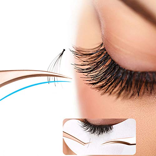 LanMa Eyelash Extensions Tweezers Curved Tip Tweezers Stainless Steel Precision Volume Lash Tweezers Set - Rose Golden - Thumbnail 2
