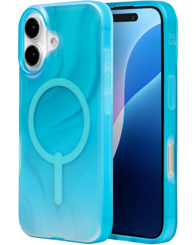ZAGG Milan Snap, Graphen-verstärkte Hülle für iPhone 16 [6.1-Inch], MagSafe-kompatibel, kein Vergilben, schlank, sicherer Griff, modisch, stoßfest, Rückabdeckung (Tiefes Aurora)