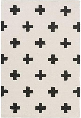 Tiwari Home 3' x 5' Criss Cross Patterned White and Black Hand Tufted Area Rug