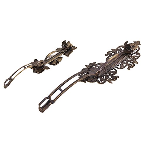 2PCS Retro Vintage Metal French Barrette Clip Hair Clasp Roses Bronze Accessories