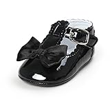 BENHERO Baby Girls Mary Jane Flats with Bowknot Non-Slip Toddler First Walkers Princess Dress Shoes (0-6 Monthes/4.33inch, Black)