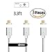 Netdot 3Pack Gen7 3.3Feet Micro USB Nylon Braided Magnetic Charging Cable Compatible with Android Device(3.3 Feet Micro USB/3 Pack Silver)