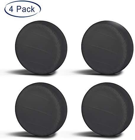 Aebitsry Tire Covers for RV Wheel, (4 Pack) Motorhome Wheel Covers Waterproof 420D Oxford, Sun UV Tires Protector for Trailer, Camper, Universal Fits 24" to 32" Car Tire Diameter (Black, 24" - 26")