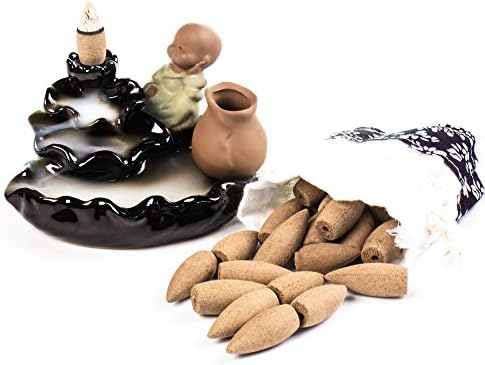 Ceramic Censer, Backflow Incense Burner Holder with 26 PCs Cones Incense