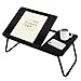 Folding Laptop Lap Desk - Wooden Work Table and Stand for Couch, Bed and Sofa Computer Use - Folding Legs, Adjustable Tilt - Use as Reading and Breakfast Tray - by Designstyles (Black and Black)