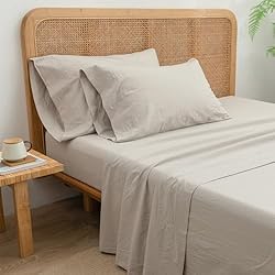 BESTOUCH Sheet Set 100% Washed Cotton Linen Feel