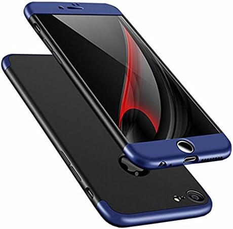 Samhe iPhone 8 Case, 3 In 1 Ultra-Thin Shockproof Hard Cover 360 Degree Protection For Apple iPhone 8 (Blue+Black+Blue)