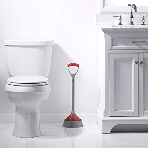 Liquid-Plumr Toilet Plunger with Caddy, Red