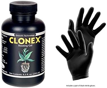 Clonex Rooting Gel 250 mL - Best plant root hormone gel - Useful to make roots grow Faster and Stronger and in cloning machines - Includes gardening gloves for safe and easy rooting - by HYDRO EMPIRE