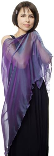Lena Moro TRIANGULAR SHAWLS Purple, Pink 100% Silk Iridescent Chiffon