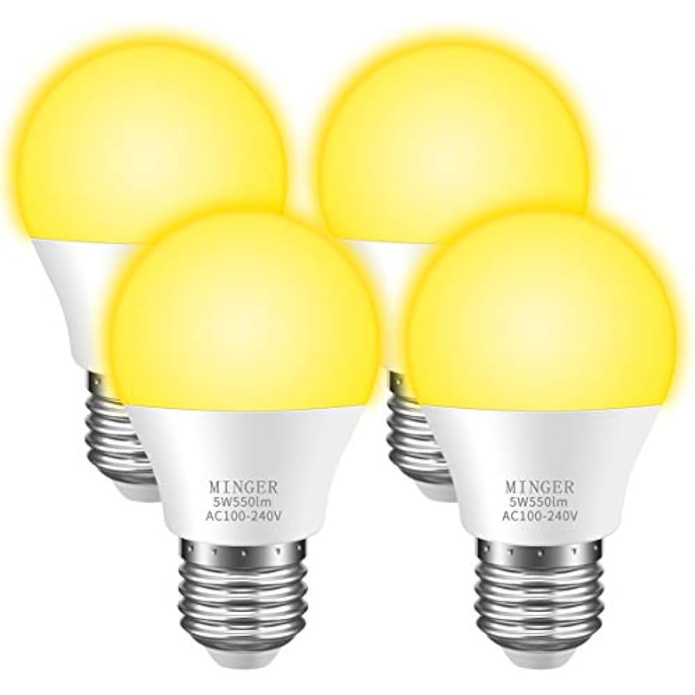 Bug Light Bulb Yellow LED Bulbs, Amber Free Outdoor Porch Lights Warm