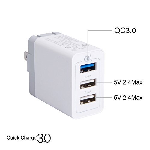 LYILIN Quick USB Wall Charger,30W 3-Port USB Charging Block for iPhone X/8/7/Plus, iPad Pro/Air 2, Samsung Galaxy S7/Edge, LG G5 and More