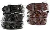 2286 Western Roller-Coaster Wave Basketweave Genuine Leather Casual Jean Belt 38mm or 1-1/2