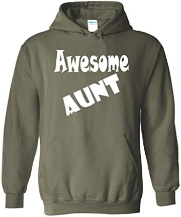 Fat Doxie - Awesome Aunt - Adult Hooded Sweatshirt Military Green 5XL