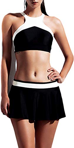 AdoreShe Two Pieces High Waisted Bikini Set Womens Dress Swimsuits High Neck Bikini Top Ruffle Skirt Bottom Sold Seperately（Bottom,A18017,L