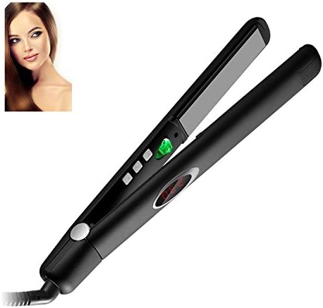 Flat Iron, Hair Straightener, Hair Flat Iron Straightener Infrared Ionic with 1 inch 3D Floating Plate Ceramic LCD Display (Black)