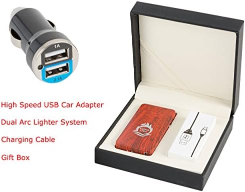 Ultimate Survival Lighter with Dual Arc Technology USB Rechargeable, Completely Windproof Flameless Durable and Safe with Free Dual USB Car Charger Adapter