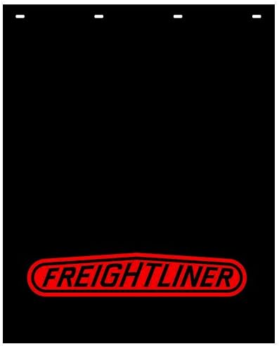 Freightliner 24" x 30" Black &amp; Red Poly Semi Truck Mud Flaps-Pair