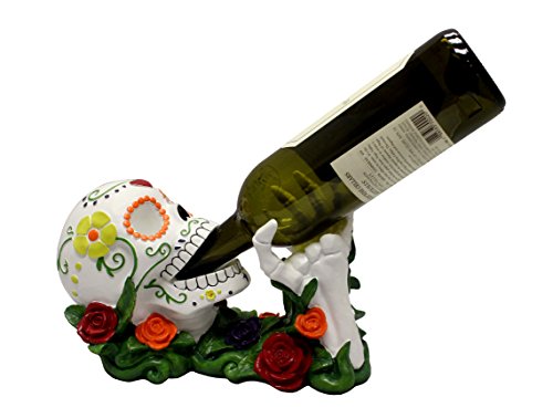 Day of the dead sugar skull wine holder decoration