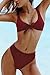 QINSEN Hipsters Sexy Scoop Neck Cropped Top Bandage 2PCS Swimsuit Bikini Sets Wine XL